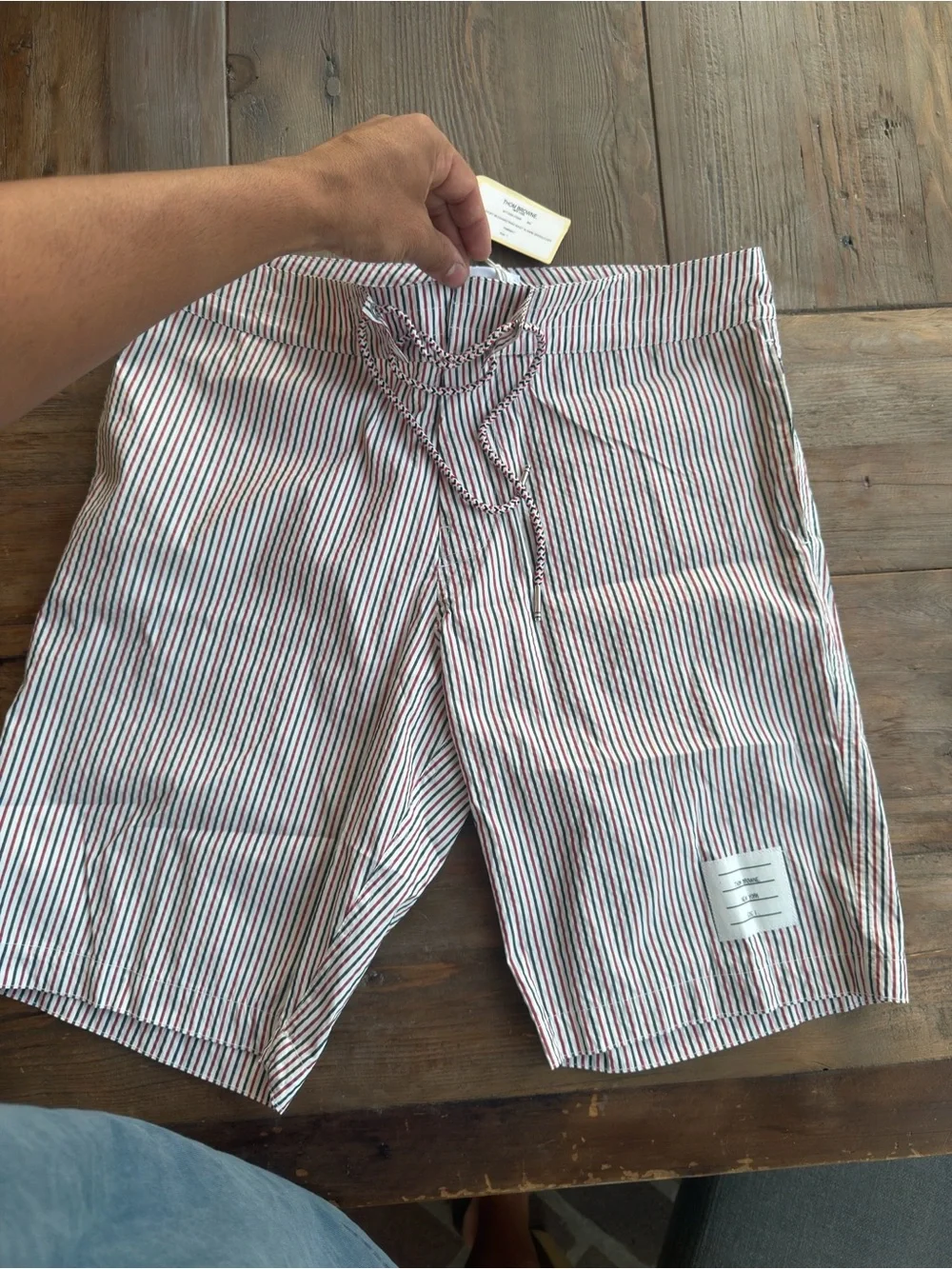 Thom Browne Red & White Striped Swim Shorts